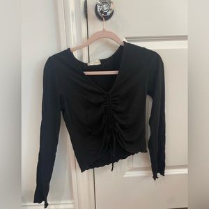 Long sleeve black tie up top